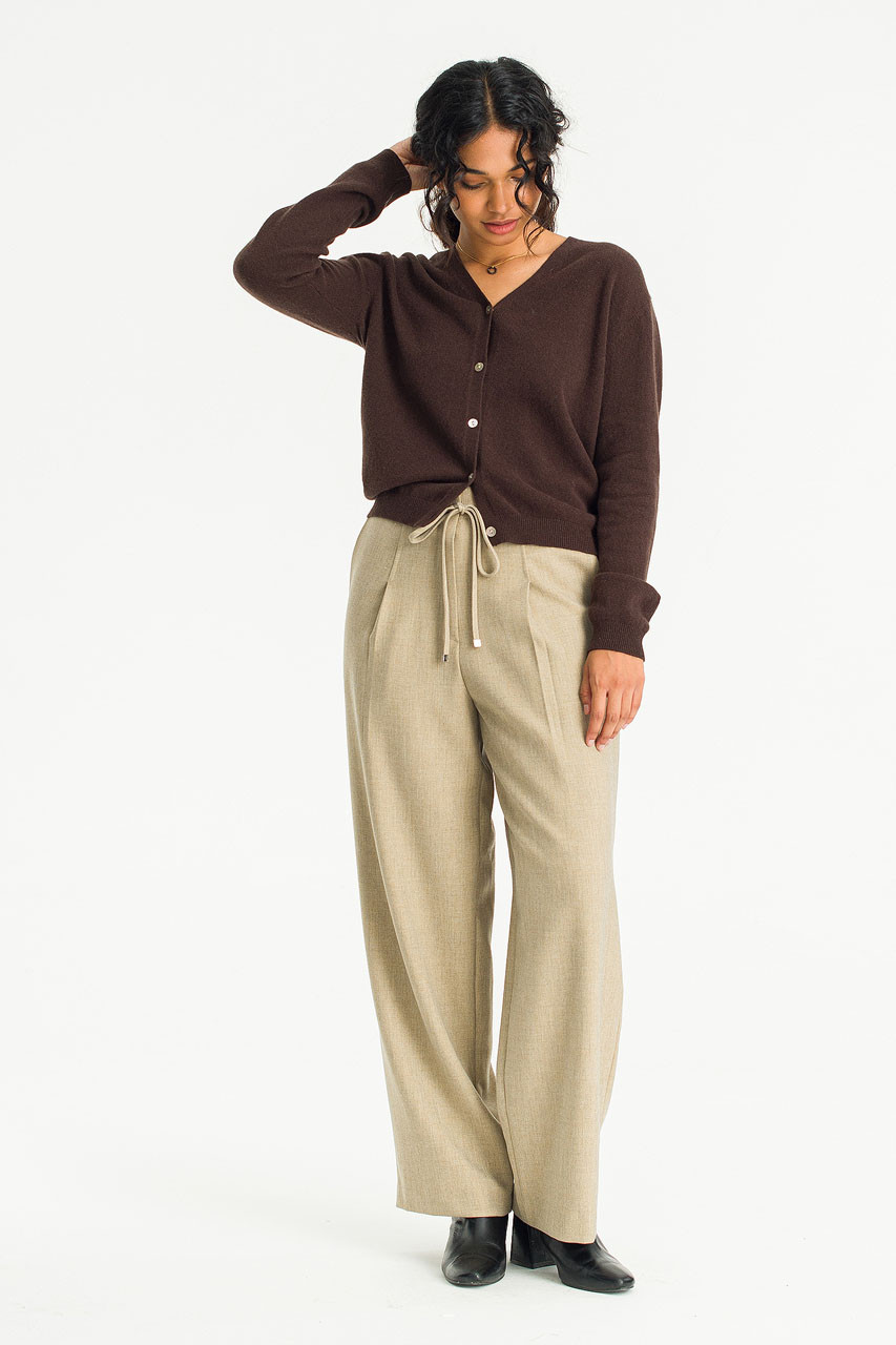 Aya Pleated Slacks, Beige