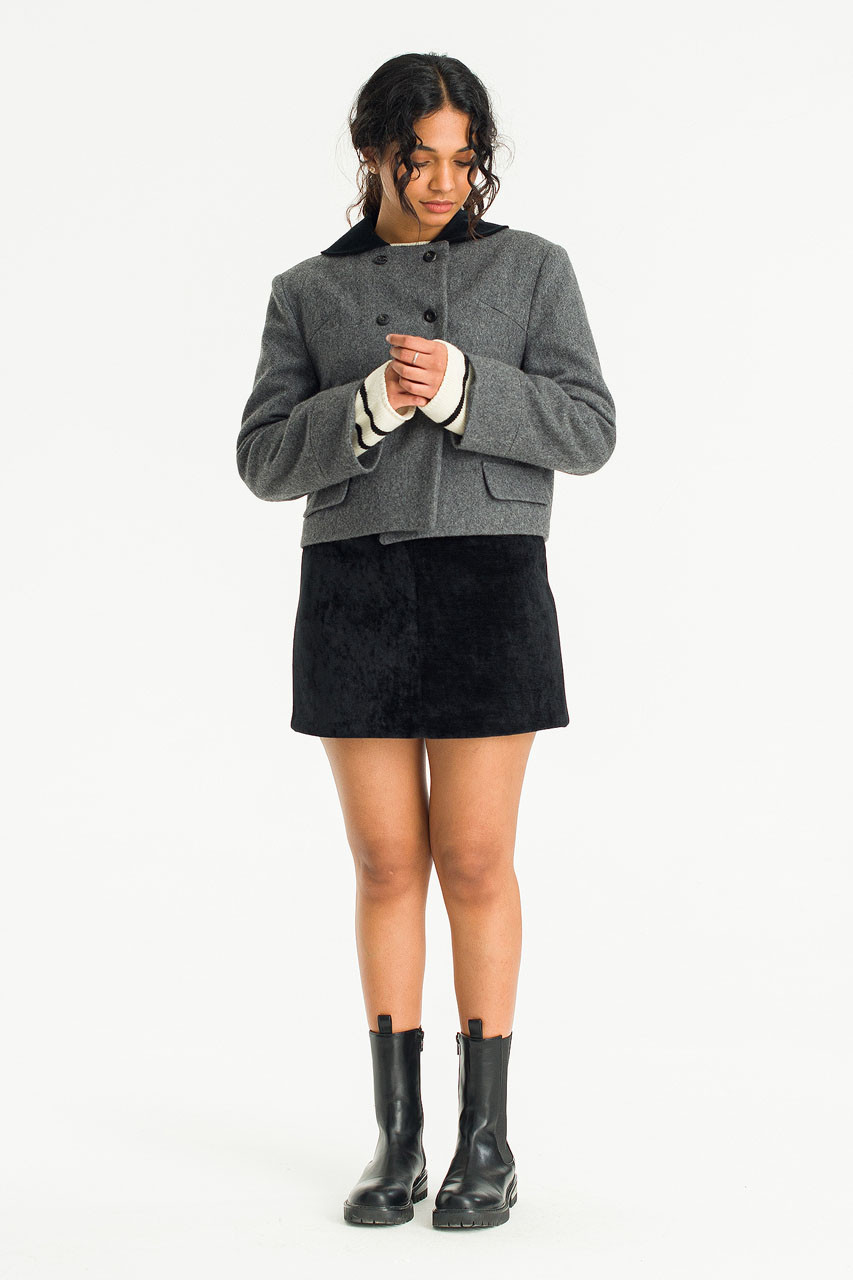 Velvety Mini Skirt, Black