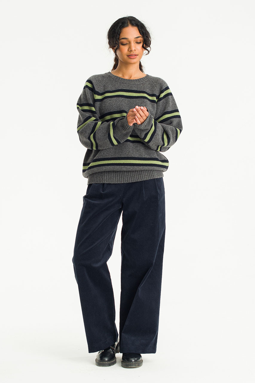 Himari Wool Stripe Jumper, Charcoal