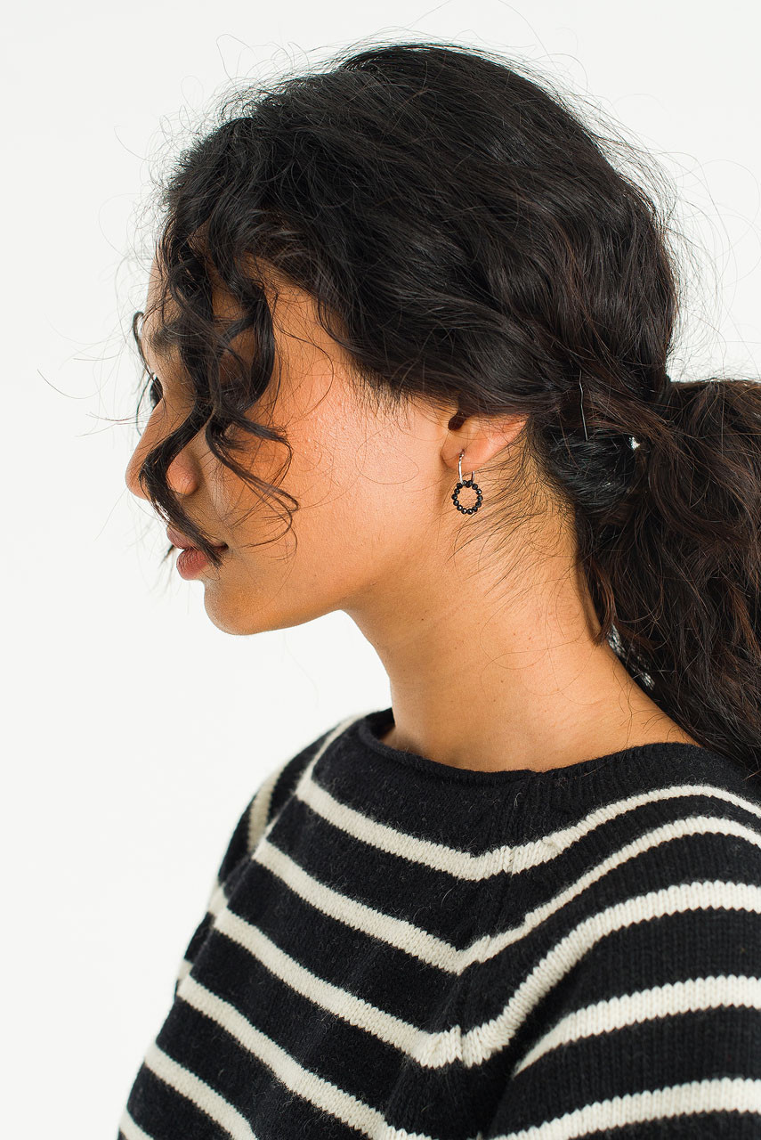 Circle Bijou Point Earrings, Silver