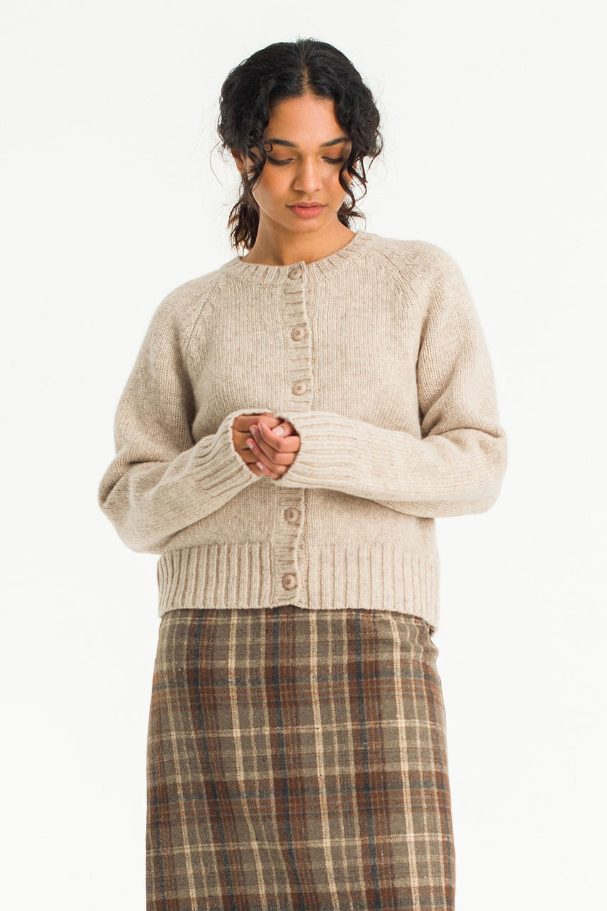 Hako Shetland Wool Cardigan, Beige