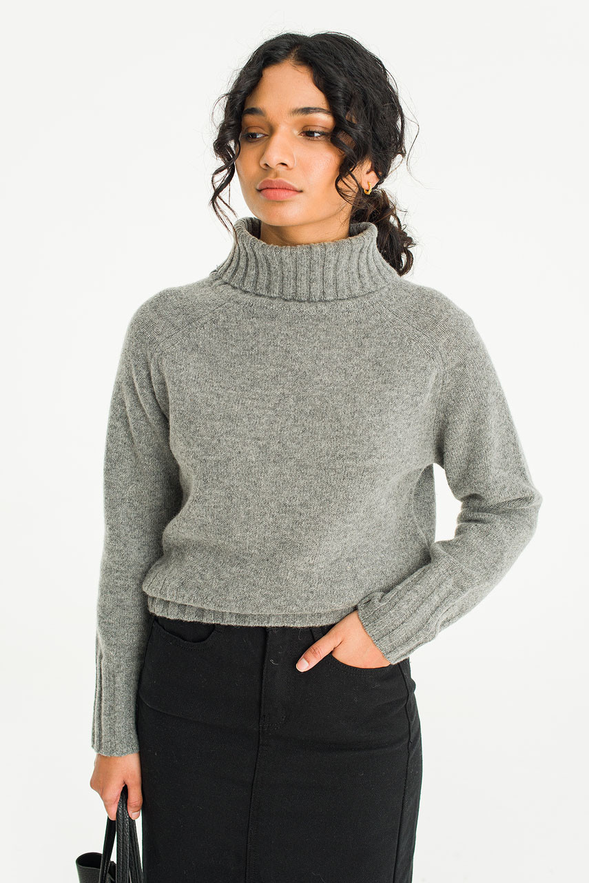 Simple Roll Neck Jumper, Grey
