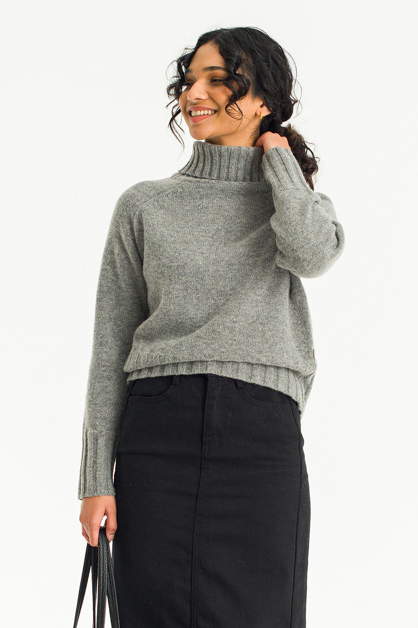 Simple Roll Neck Jumper, Grey