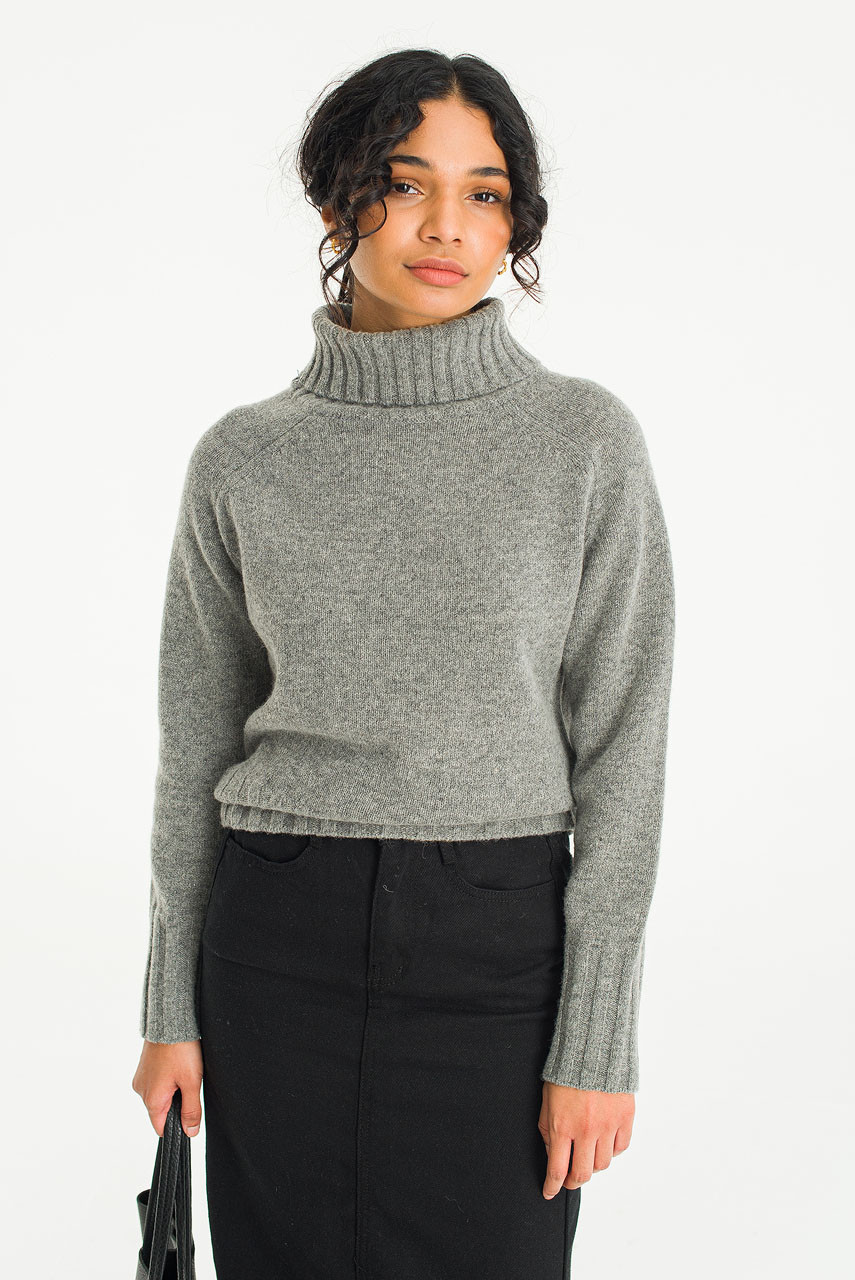 Simple Roll Neck Jumper, Grey