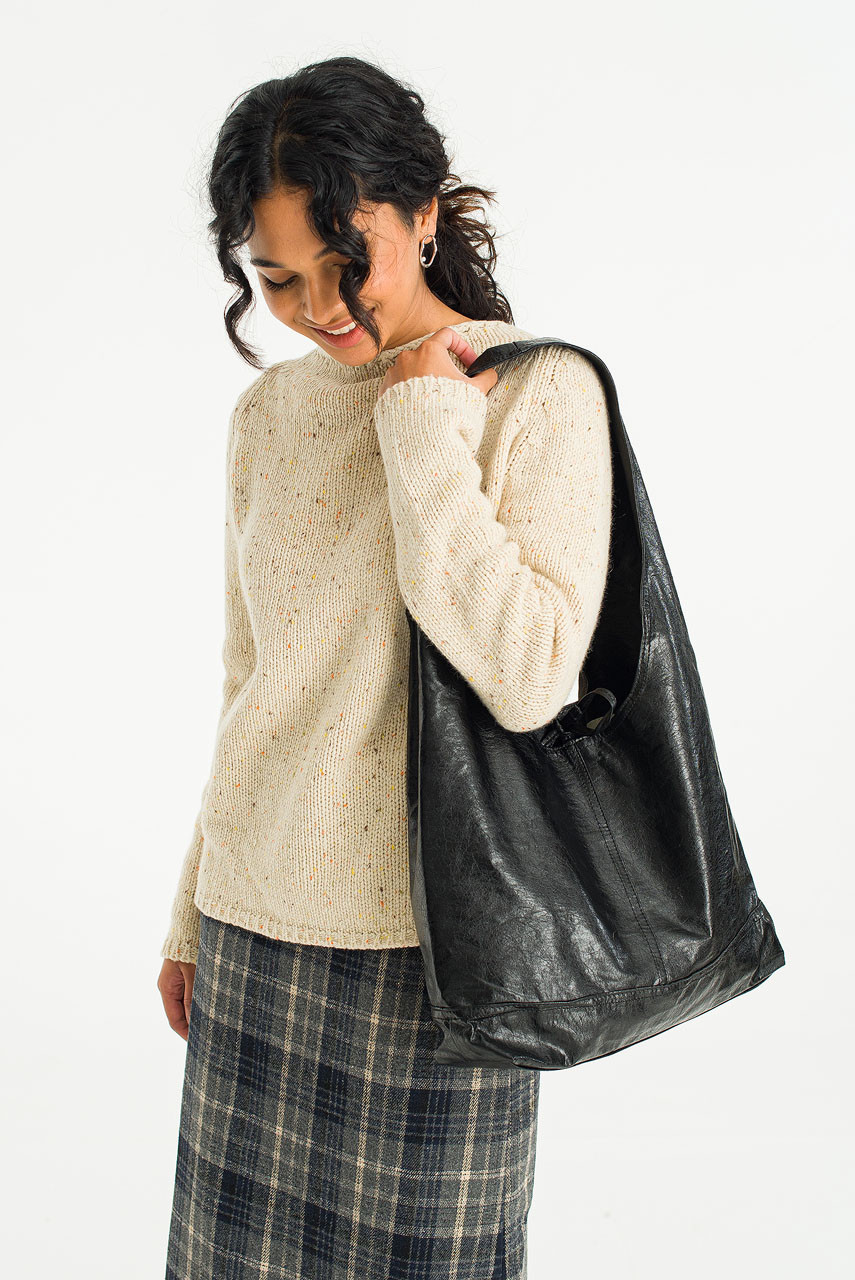 Ribbon Detail Hobo Bag, Black