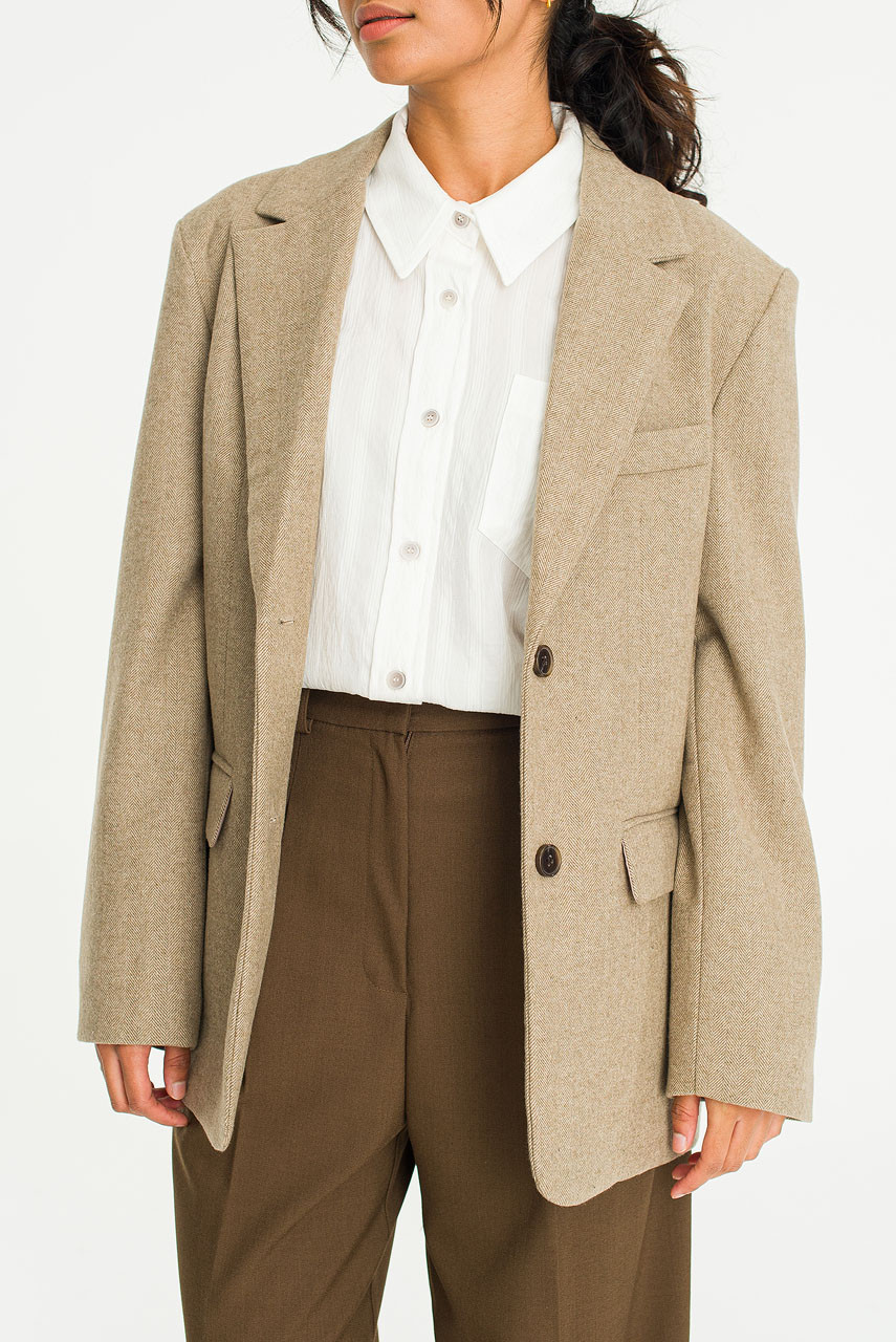 Izumi Herringbone Jacket, Beige