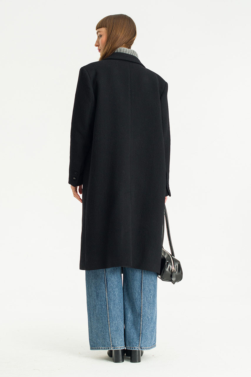 Himari Single Button Coat, Black
