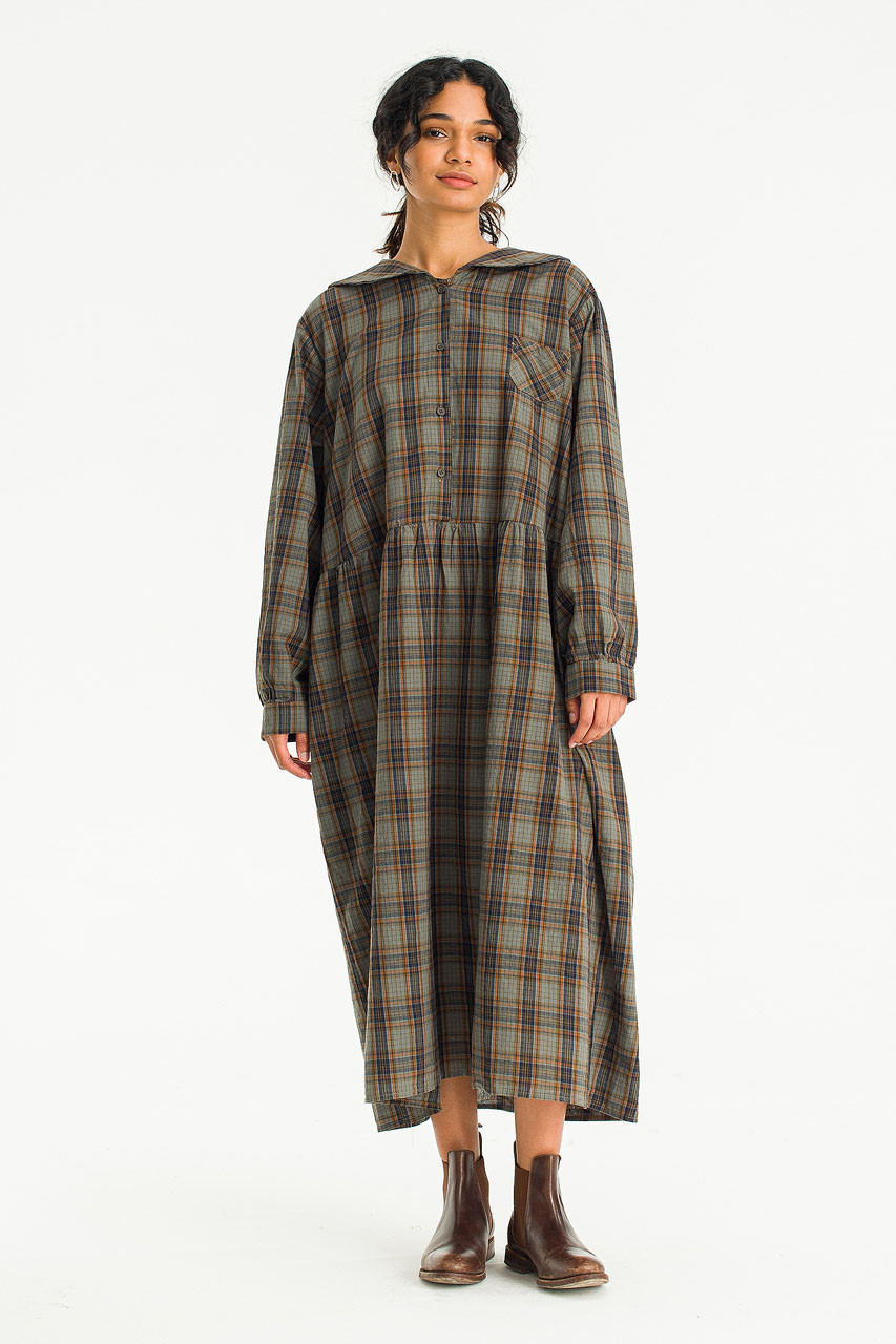 Kei Check Babydoll Dress, Blue