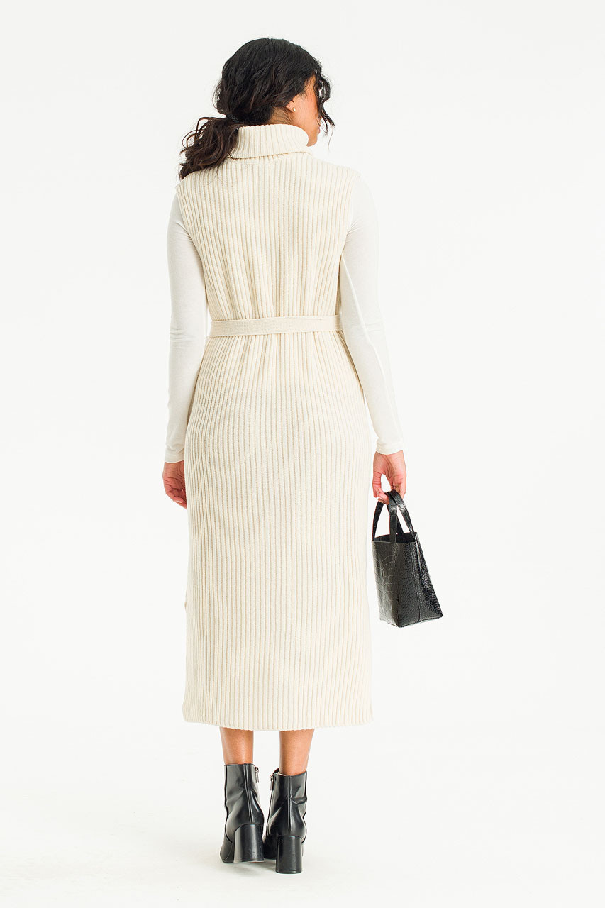 Akai Roll Neck Knit Dress, Cream