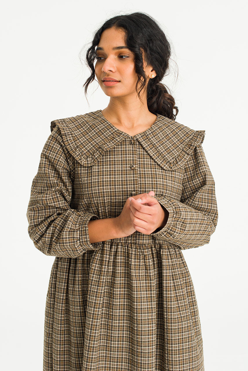 Jena Check Dress, Brown