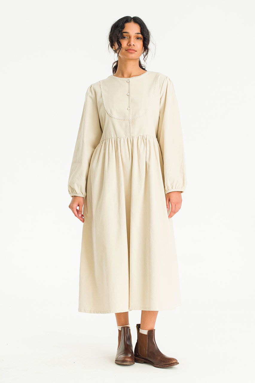 Eva Cord Babydoll Dress, Ivory