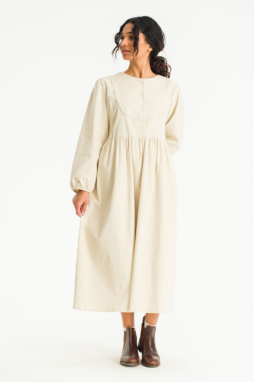Eva Cord Babydoll Dress, Ivory