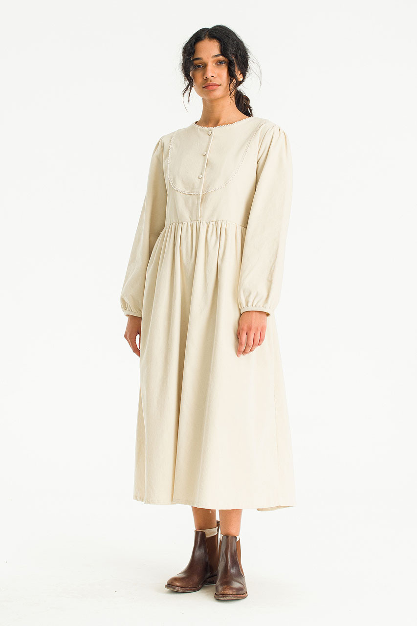 Eva Cord Babydoll Dress, Ivory
