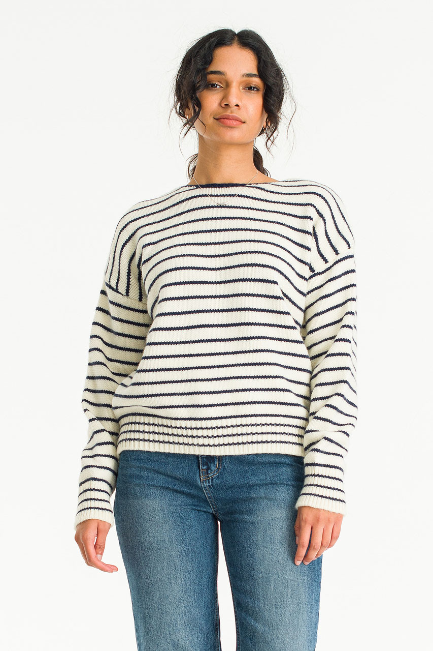 Elena Soft Stripe Jumper, Ivory