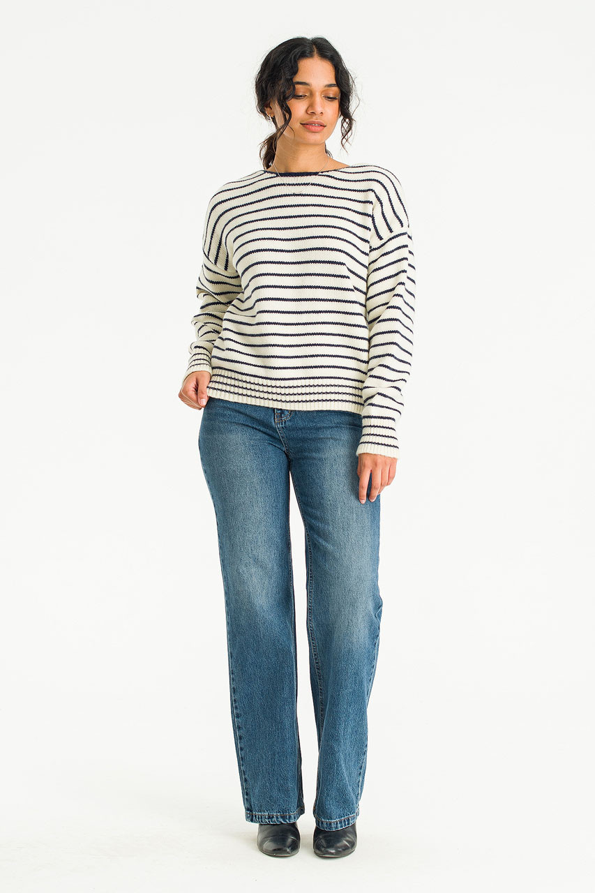 Elena Soft Stripe Jumper, Ivory