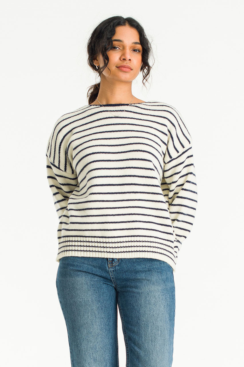 Elena Soft Stripe Jumper, Ivory