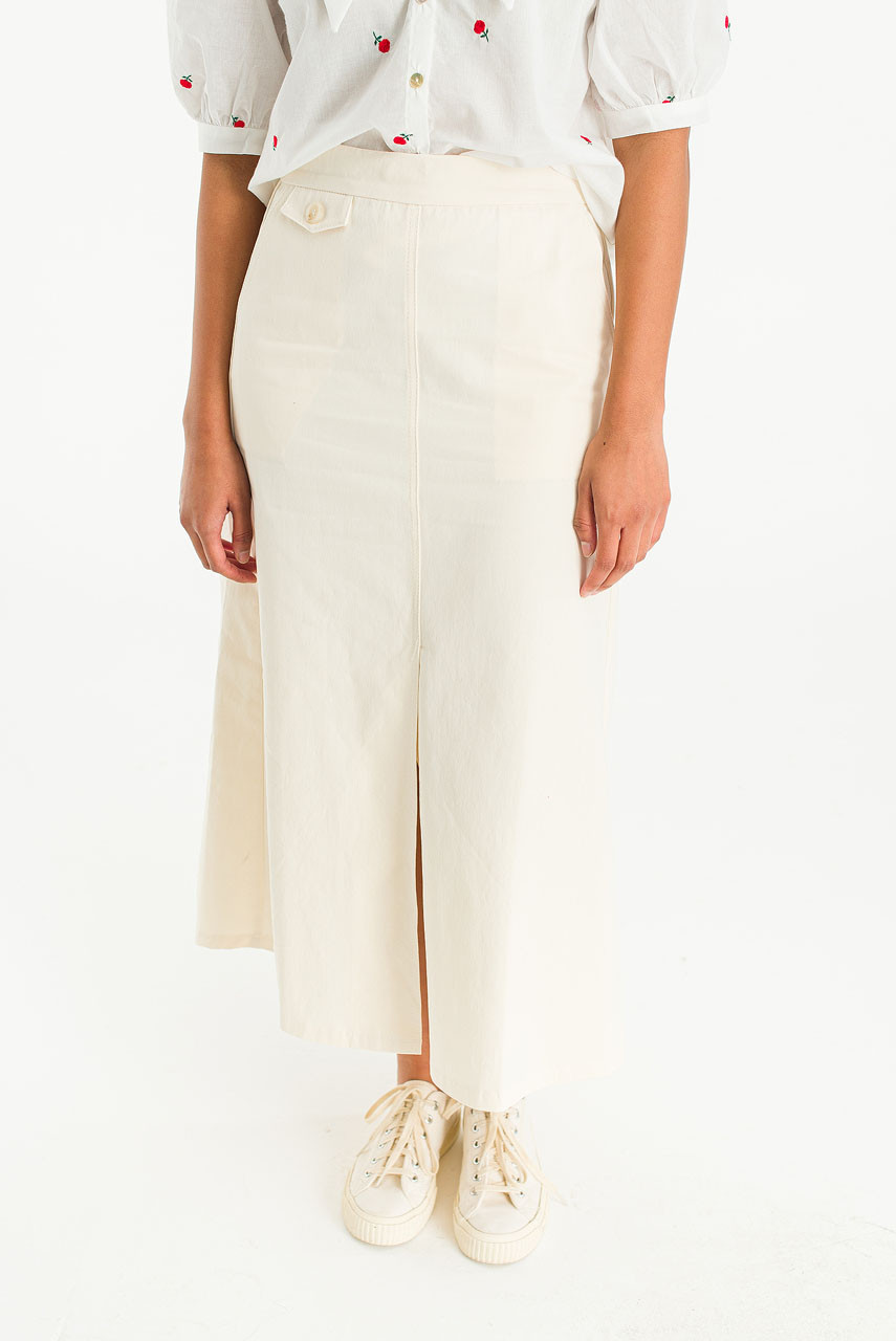 Gia Slit A Line Skirt, Cream