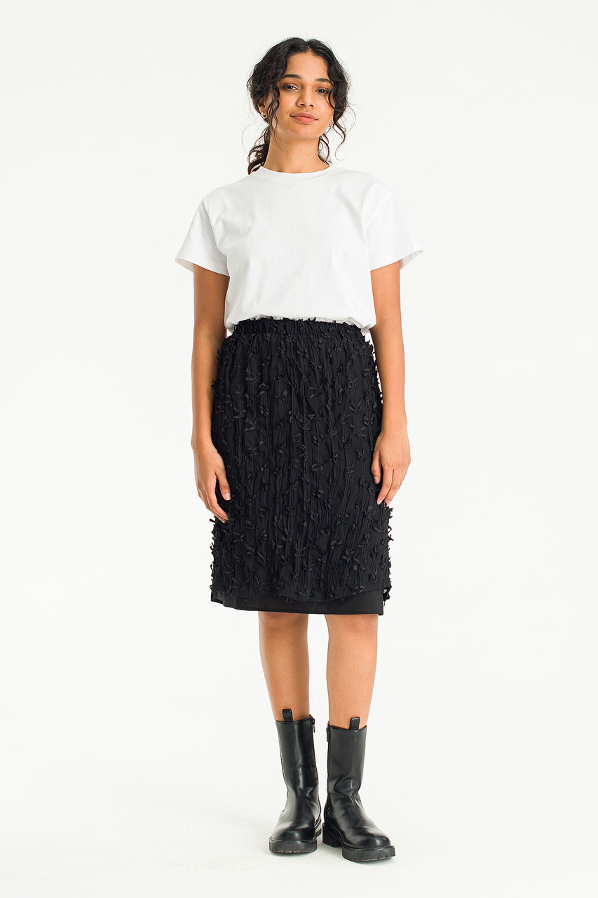 Kiara Cotton Lace Mini Skirt, Black