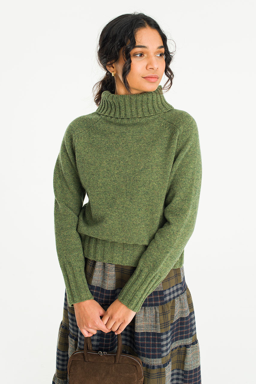 Simple Roll Neck Jumper, Khaki