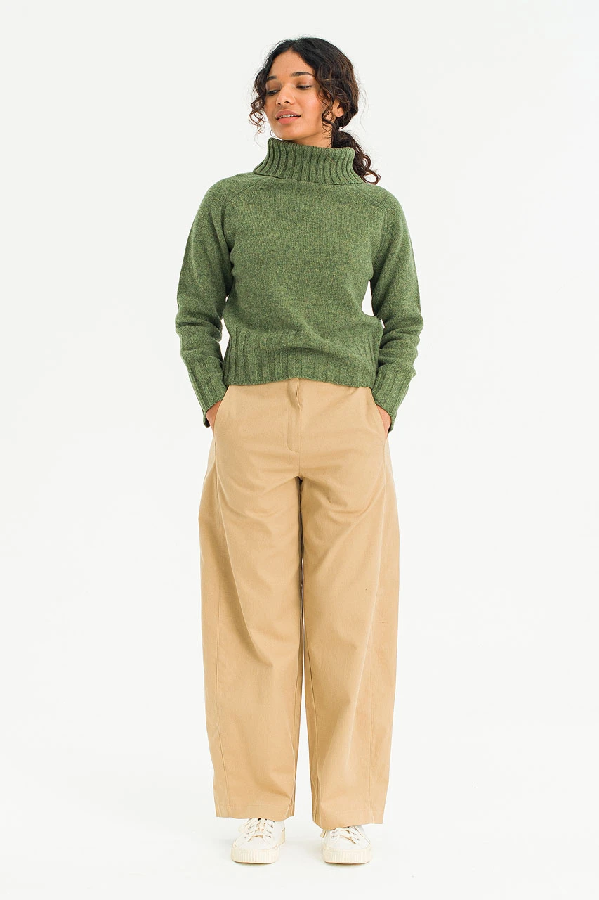 Simple Roll Neck Jumper, Khaki
