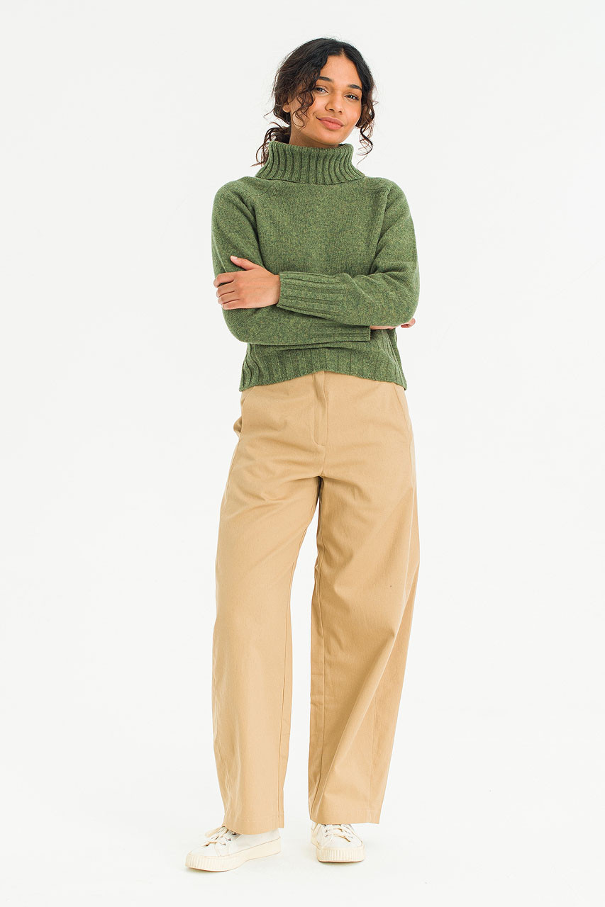 Simple Roll Neck Jumper, Khaki