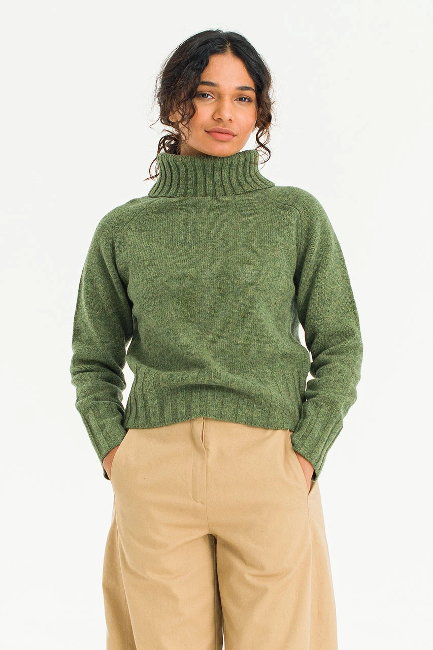 Simple Roll Neck Jumper, Khaki