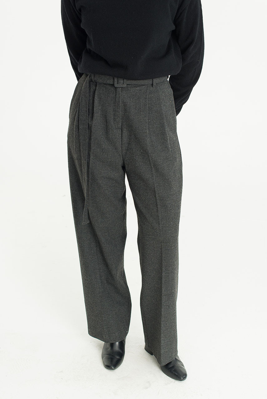 Aure Belted Slacks, Charcoal