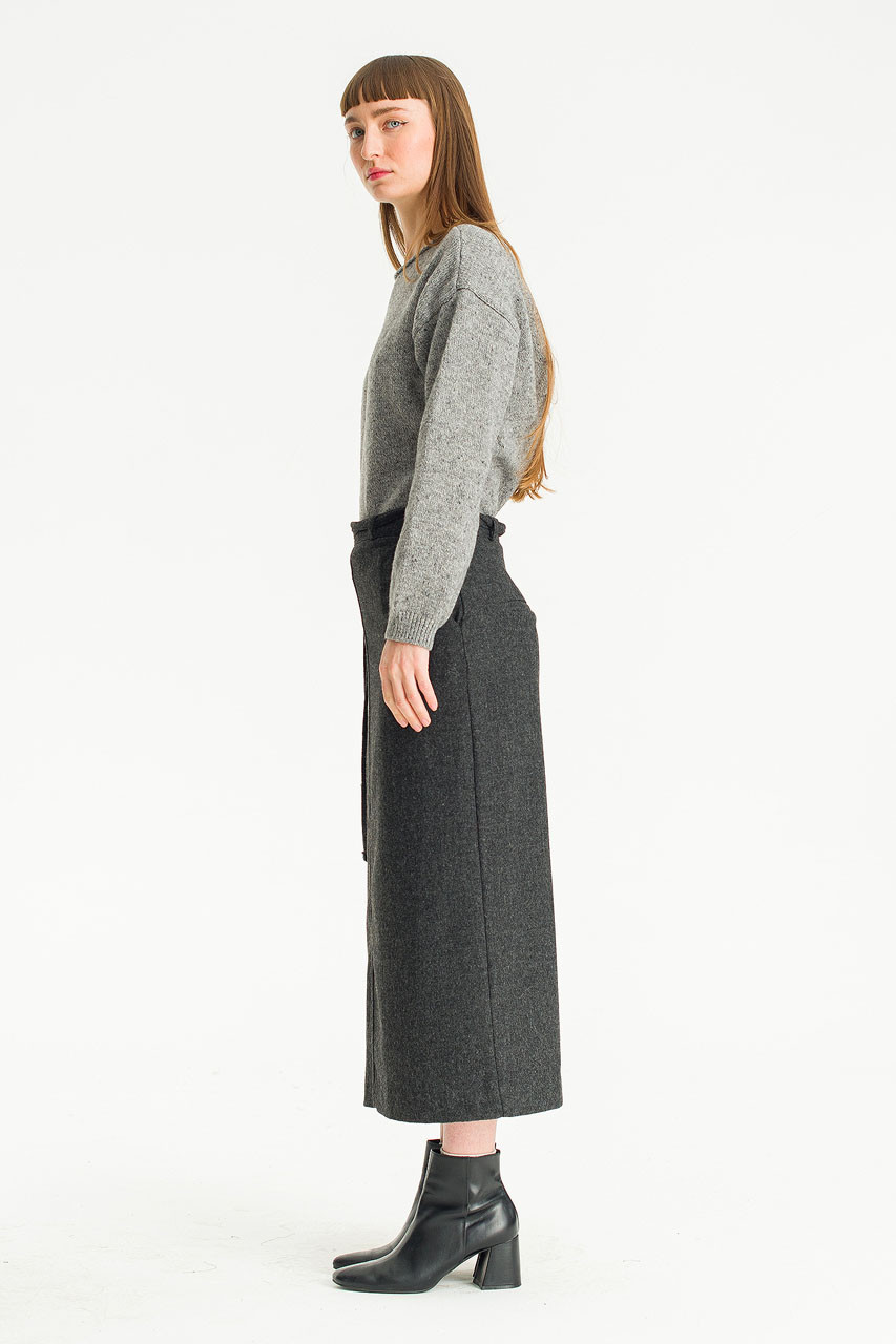 Note Herringbone Skirt, Charcoal