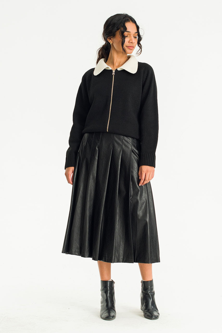 Kimmie Colour Contrast Zip Up, Black