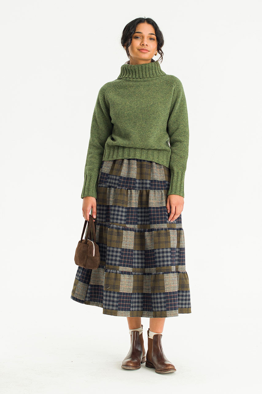 Cobi Check Patch Skirt, Khaki