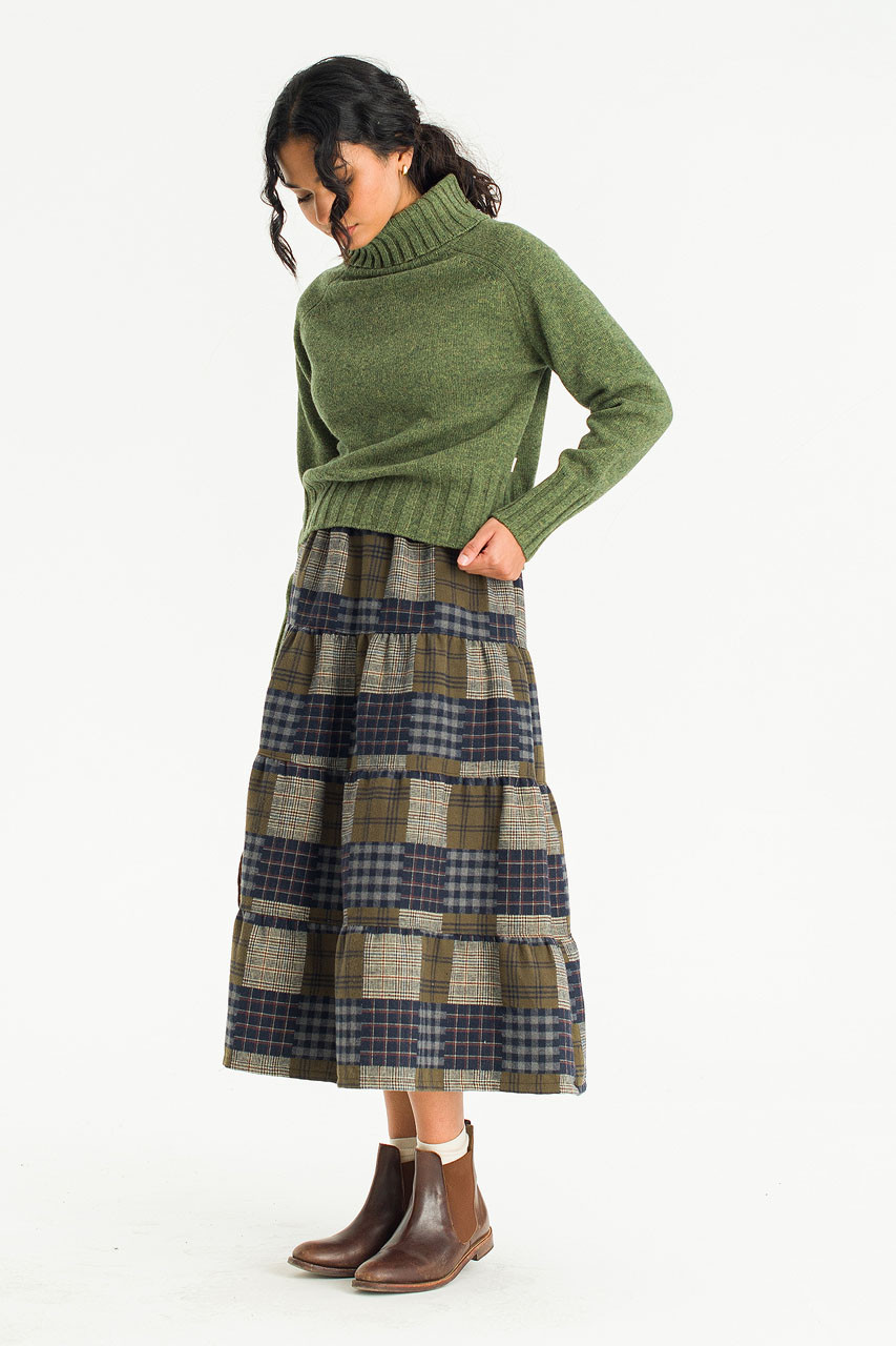 Cobi Check Patch Skirt, Khaki
