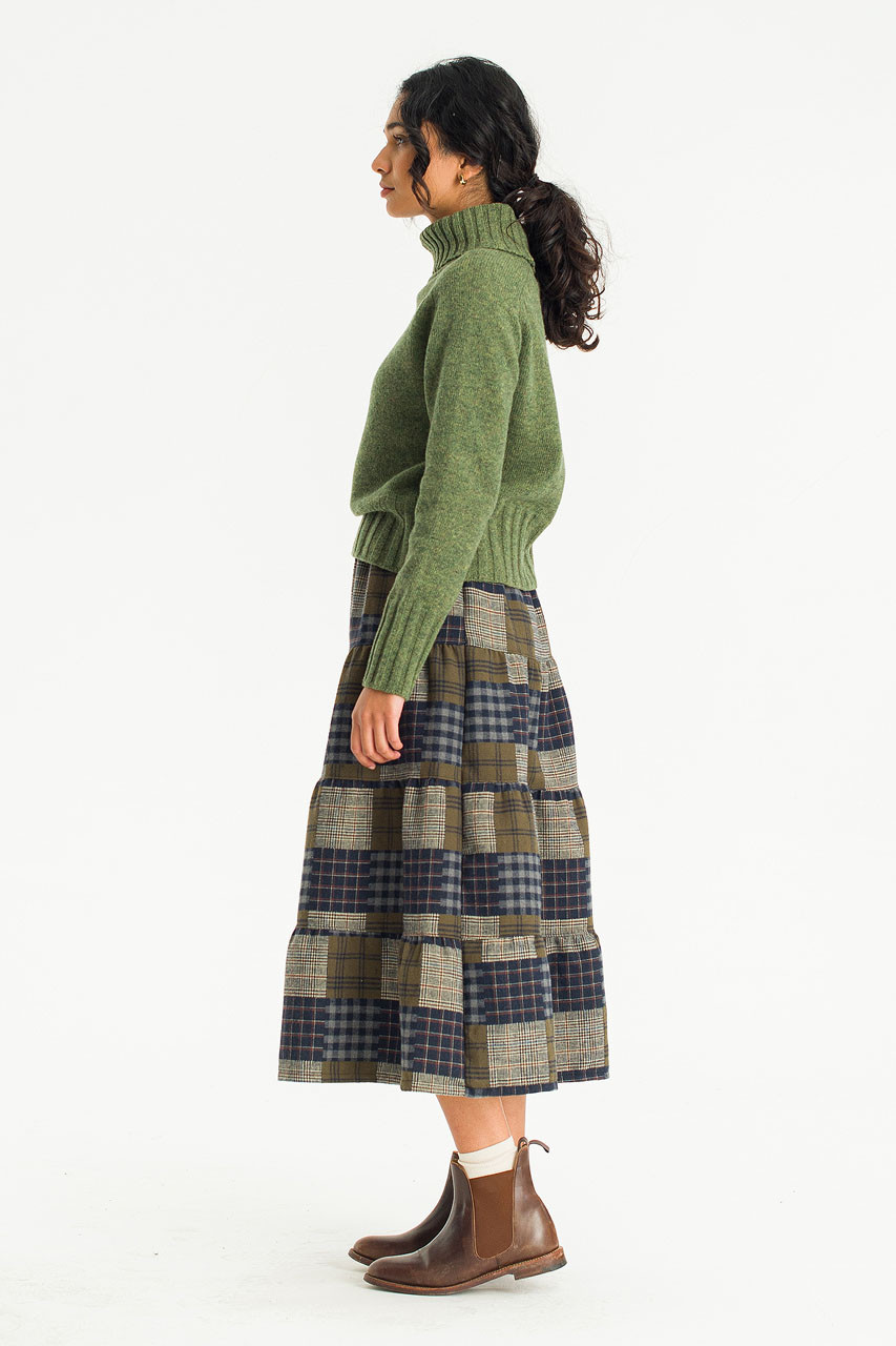Cobi Check Patch Skirt, Khaki