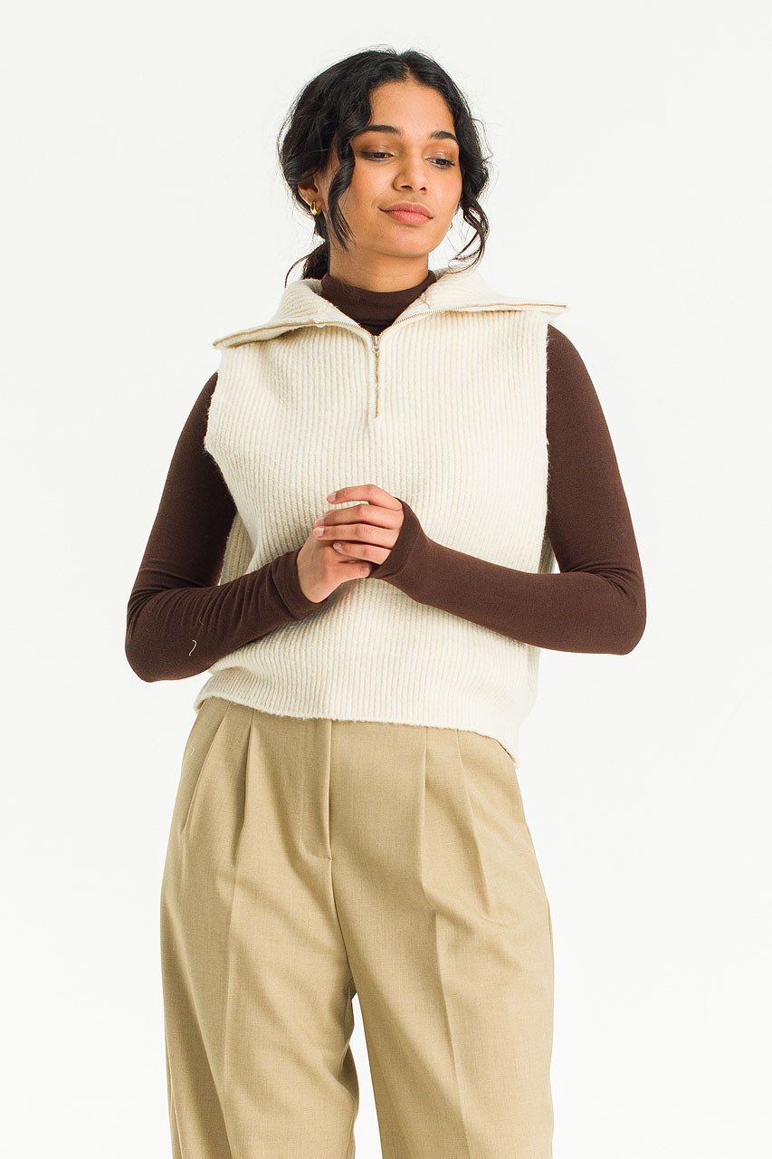 Aden Zip Up Vest, Ivory