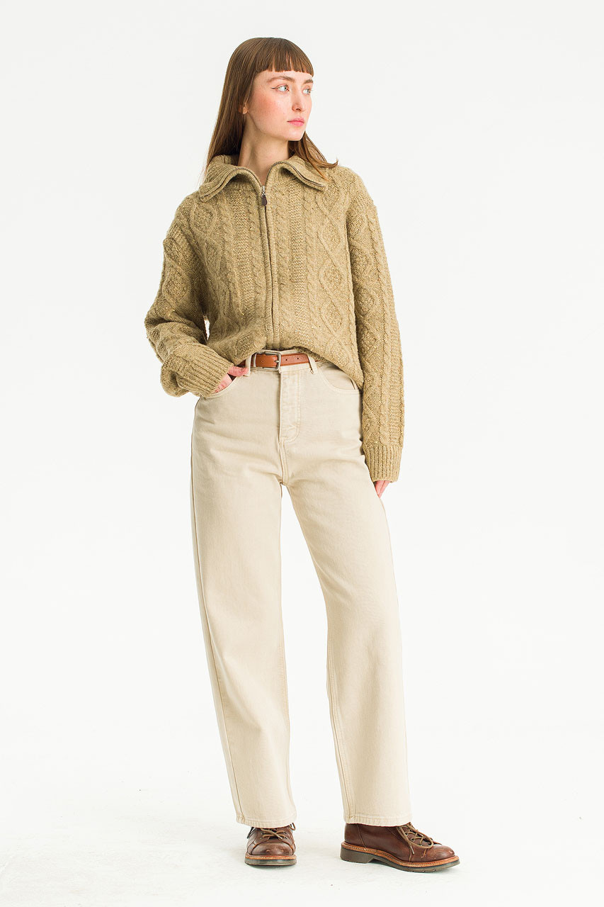 Kimmie Twill Wide Pants, Beige