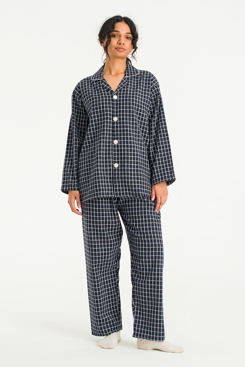 Hiro Check Pyjamas, Navy