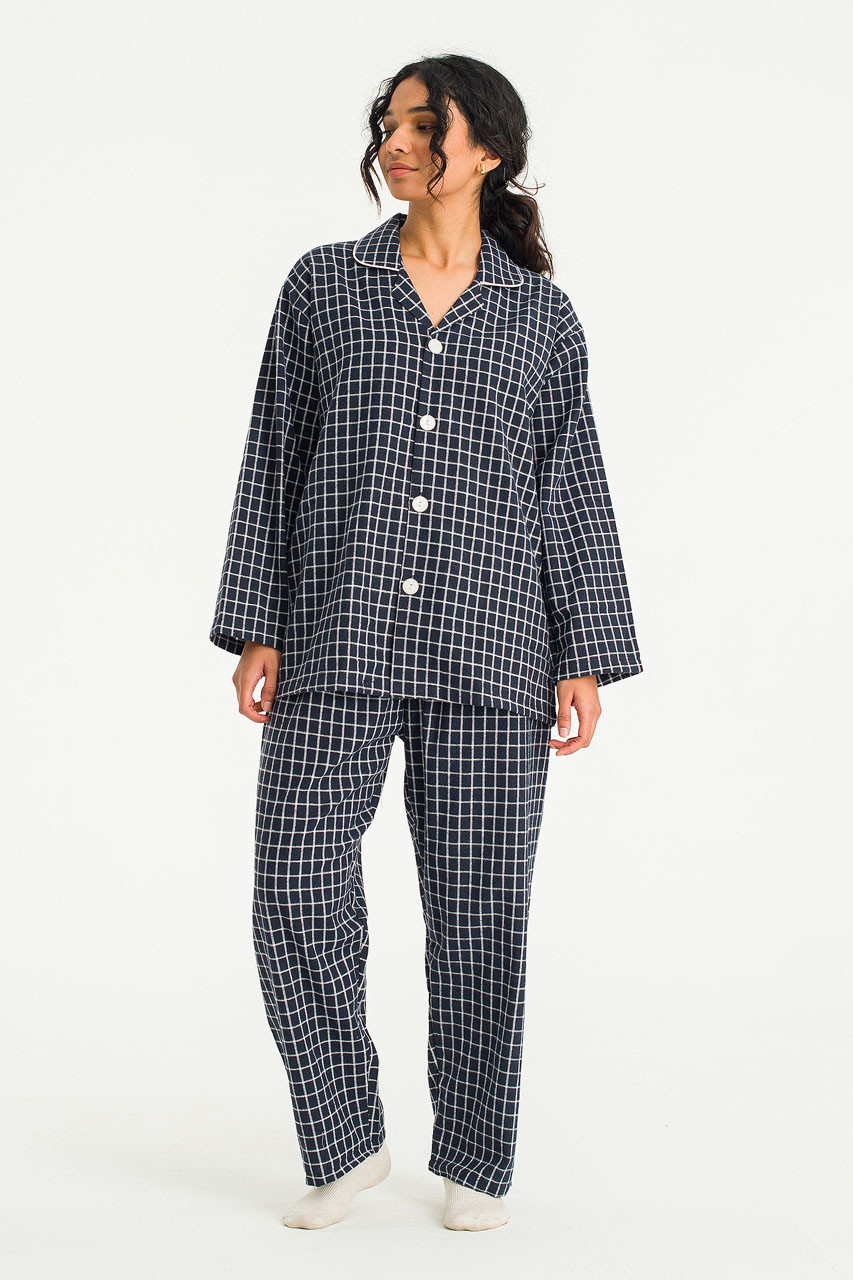 Hiro Check Pyjamas, Navy