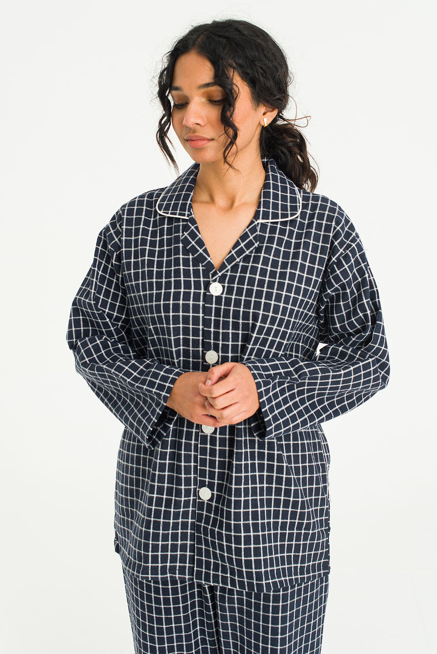 Hiro Check Pyjamas, Navy