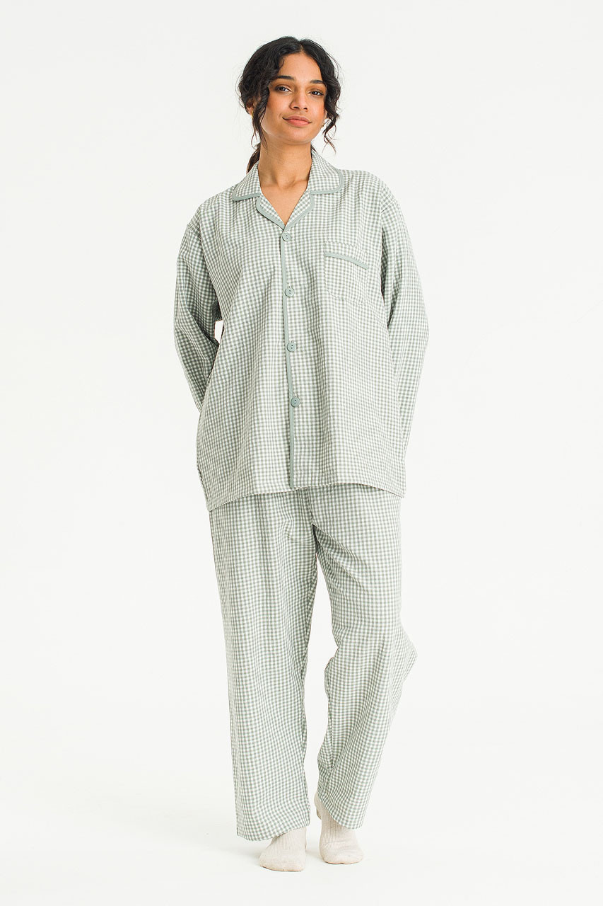 Mona Gingham Check Pyjamas, Green
