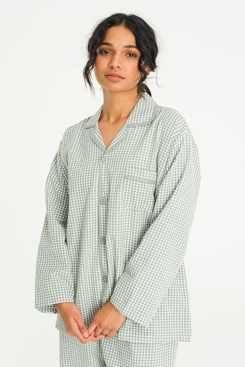 Mona Gingham Check Pyjamas, Green