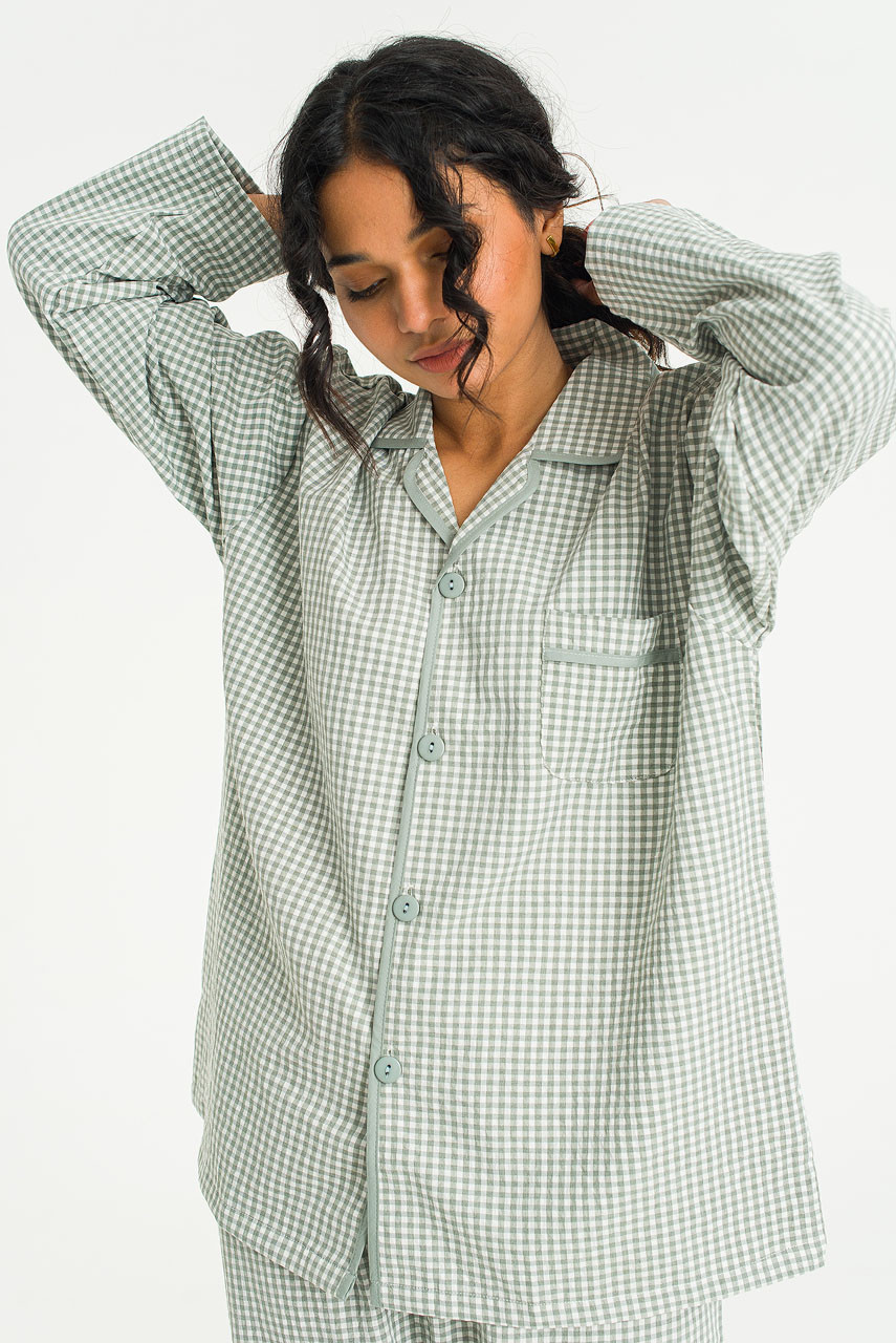 Mona Gingham Check Pyjamas, Green