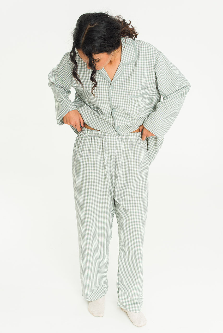 Mona Gingham Check Pyjamas, Green