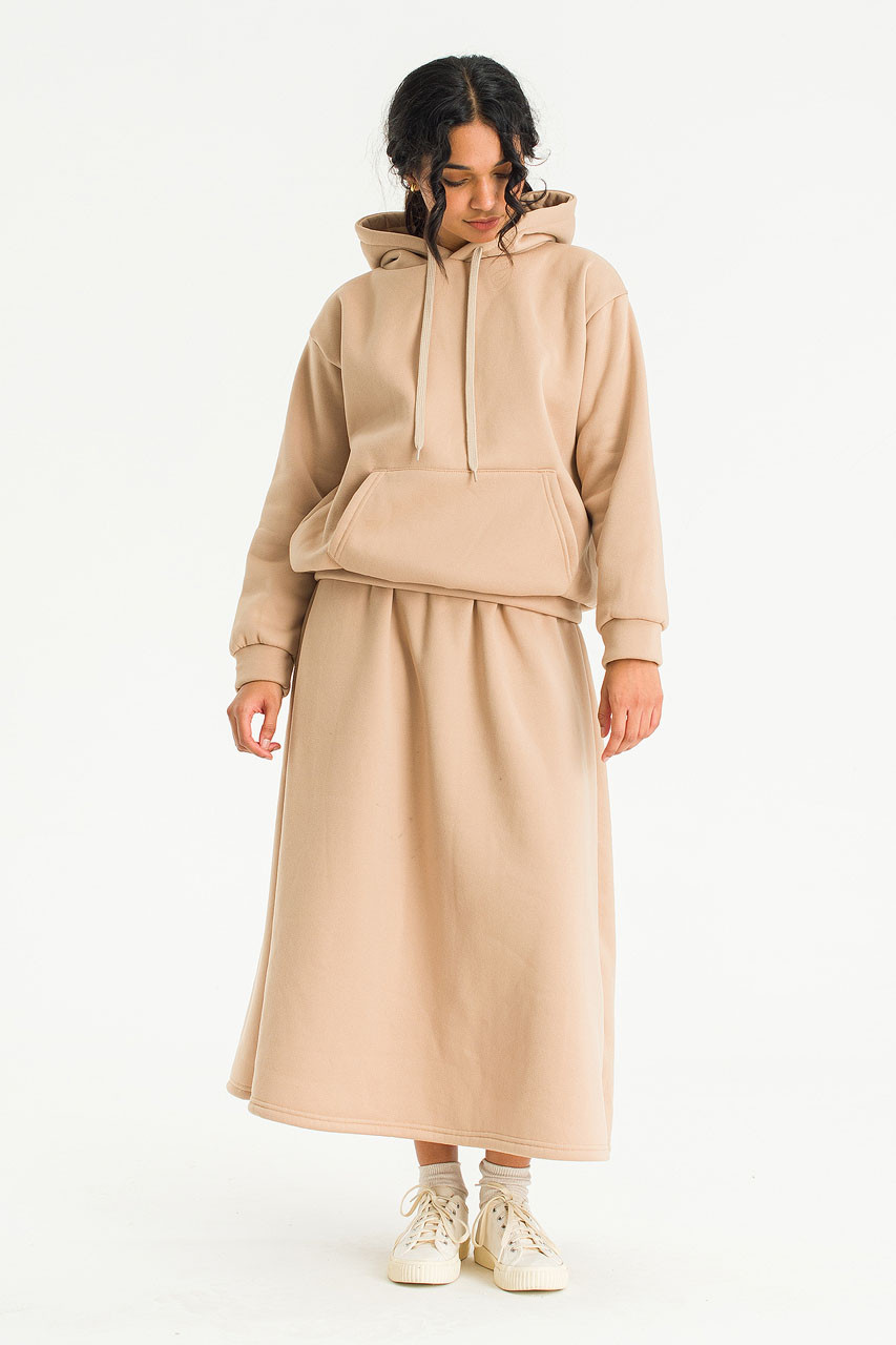 Takako Fleece Hoody & Skirt Set, Beige