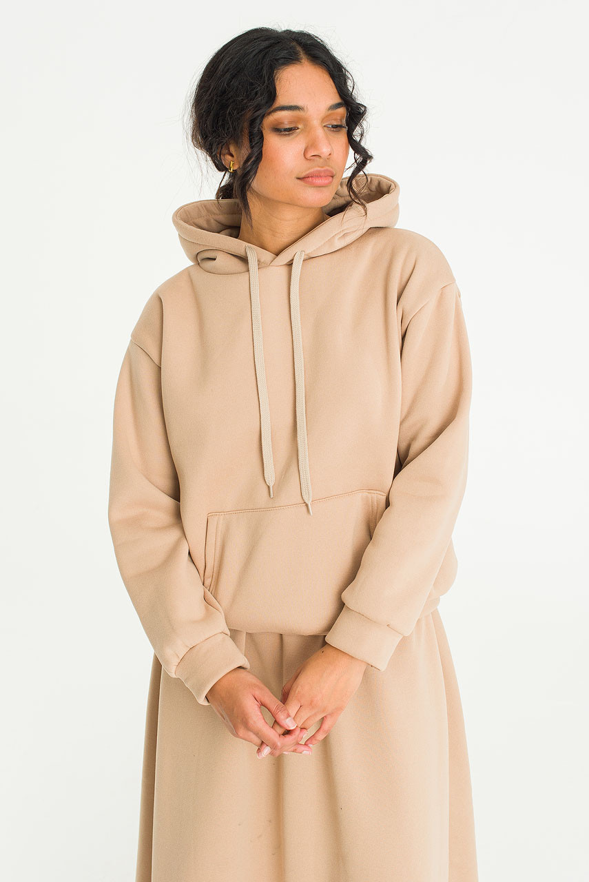 Takako Fleece Hoody & Skirt Set, Beige