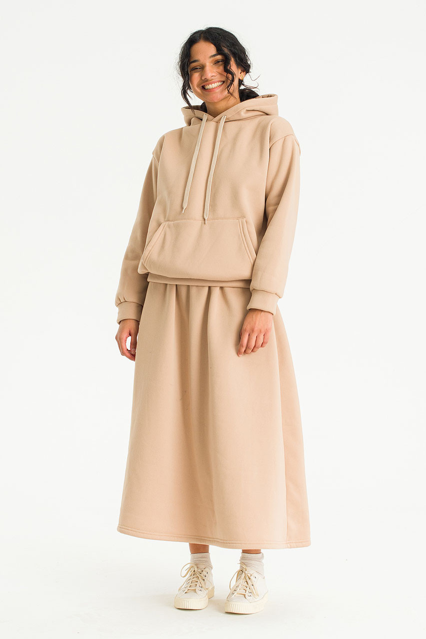 Takako Fleece Hoody & Skirt Set, Beige