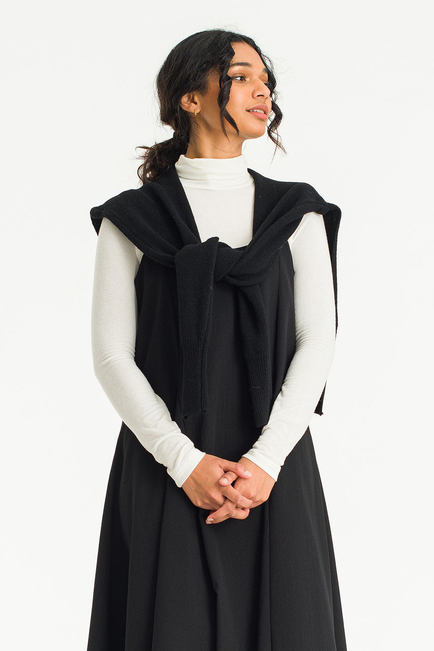 Wool Blend Point Shawl, Black