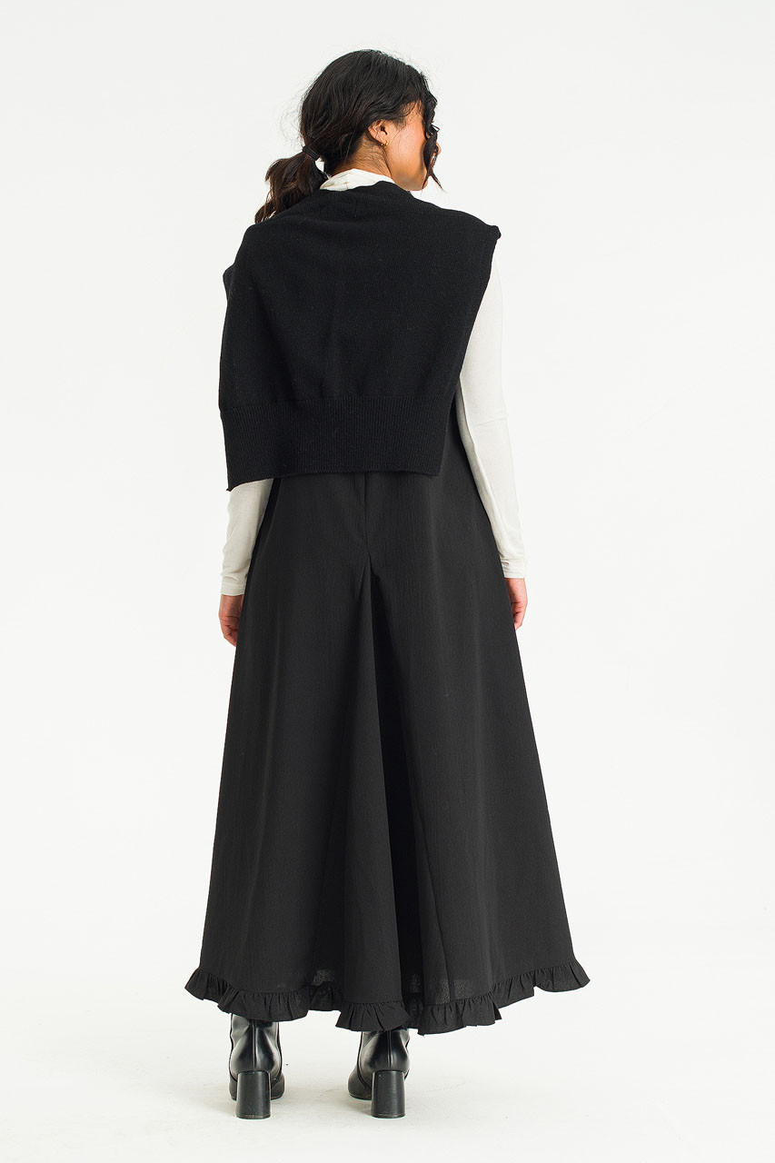 Wool Blend Point Shawl, Black