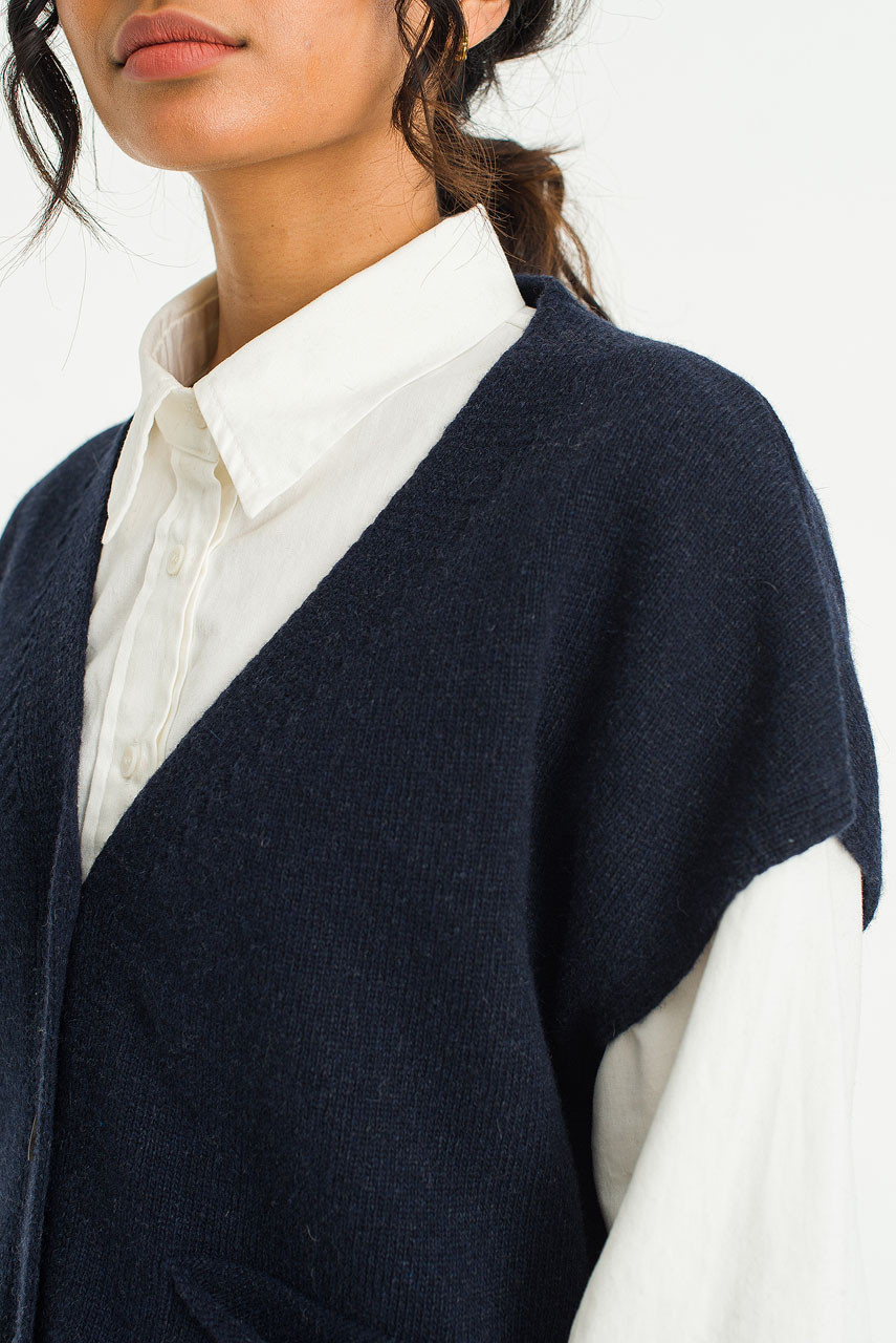 Kaiki Kimono Knit Vest, Navy