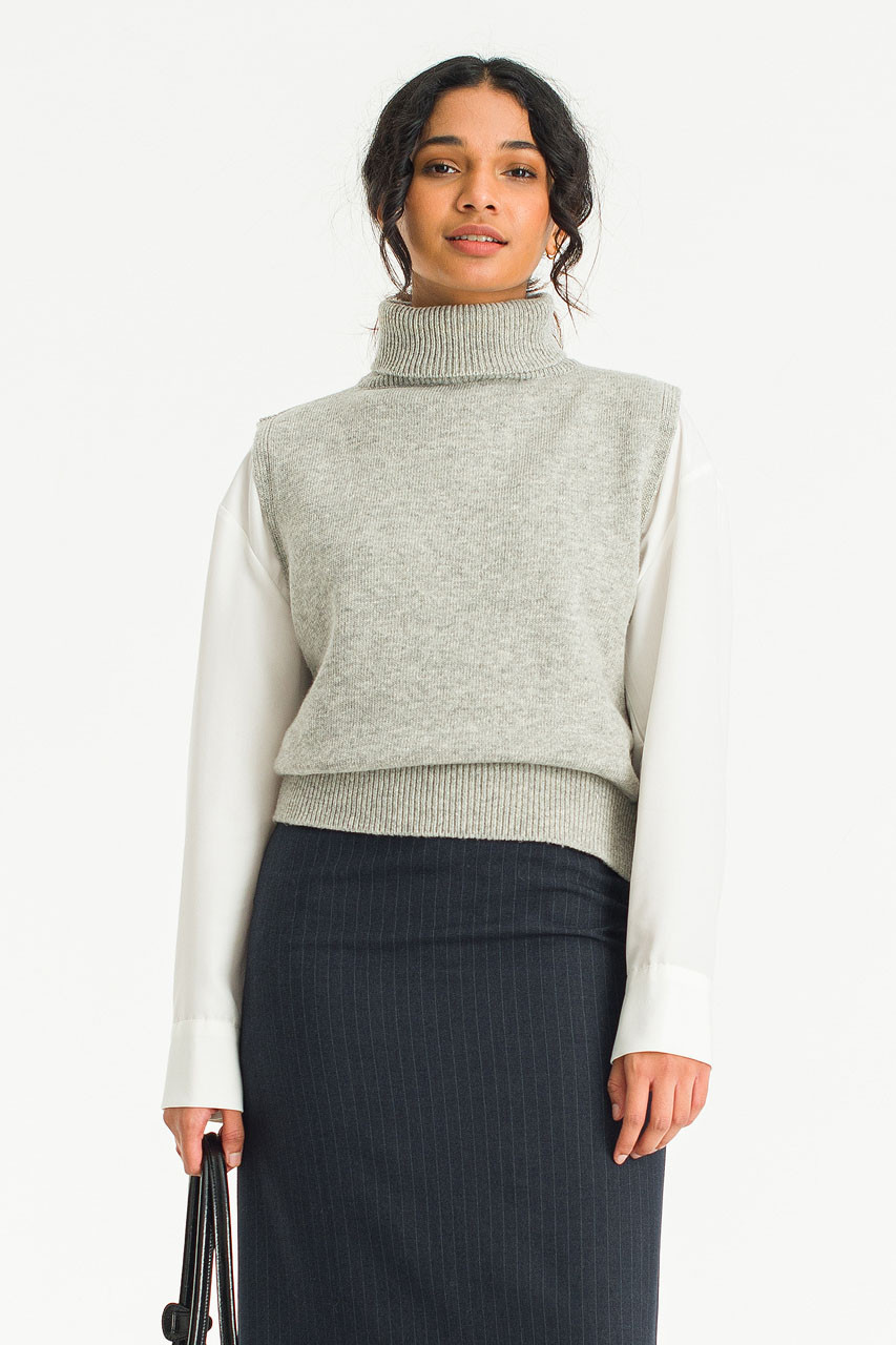 Caroline Roll Neck Vest, Grey