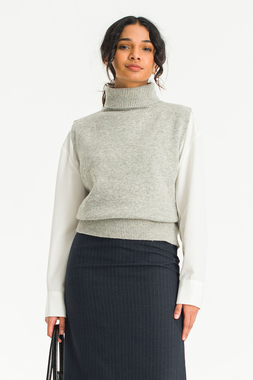Caroline Roll Neck Vest, Grey