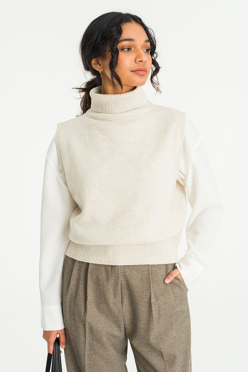 Caroline Roll Neck Vest, Oat